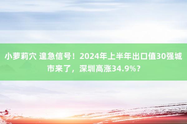 小萝莉穴 遑急信号!2024年上半年出口值30强城市来了,深圳高涨34.9%?