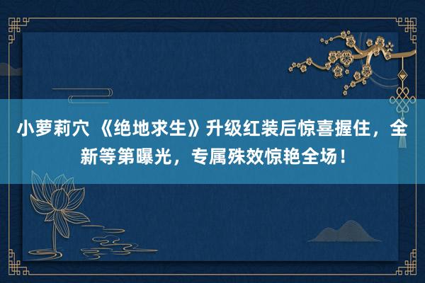 小萝莉穴 《绝地求生》升级红装后惊喜握住,全新等第曝光,专属殊效惊艳全场!