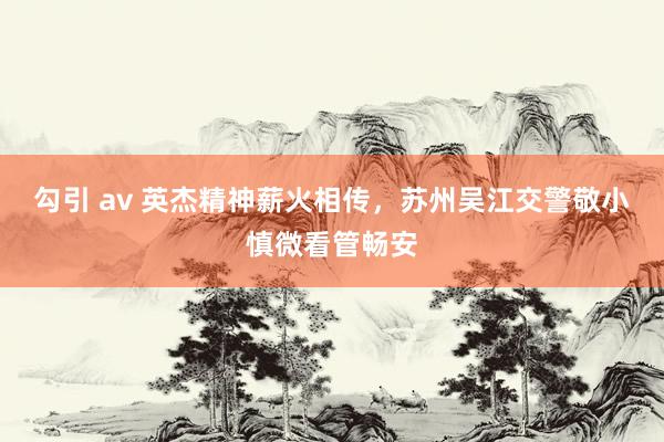 勾引 av 英杰精神薪火相传,苏州吴江交警敬小慎微看管畅安