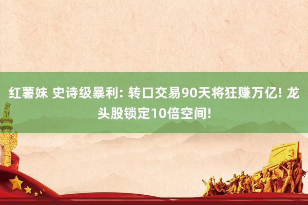 红薯妹 史诗级暴利: 转口交易90天将狂赚万亿! 龙头股锁定10倍空间!