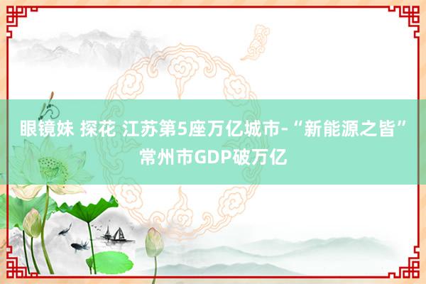眼镜妹 探花 江苏第5座万亿城市-“新能源之皆”常州市GDP破万亿
