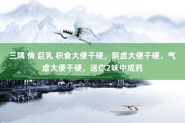 三隅 倫 巨乳 积食大便干硬，阴虚大便干硬，气虚大便干硬，送你2味中成药